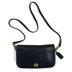 Coach Vintage Black Leather Penny Crossbody Bag